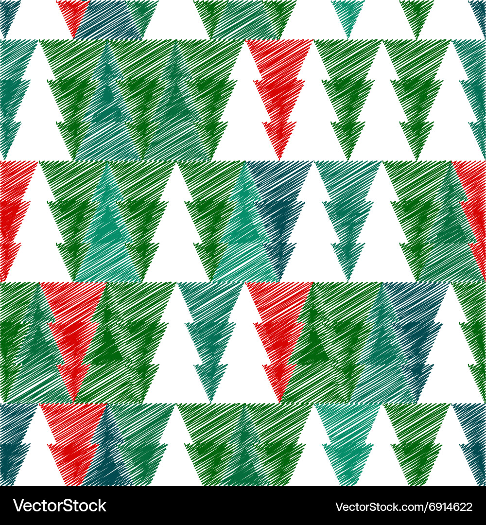 Christmas tree with scetch lines card eps Vector Image