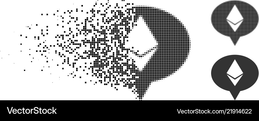 Disintegrating dotted halftone ethereum banner Disintegrating dotted halftone ethereum banner vector image