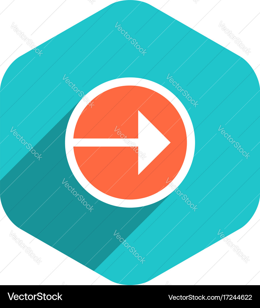 Flat arrow sign circle icon hexagon button Vector Image
