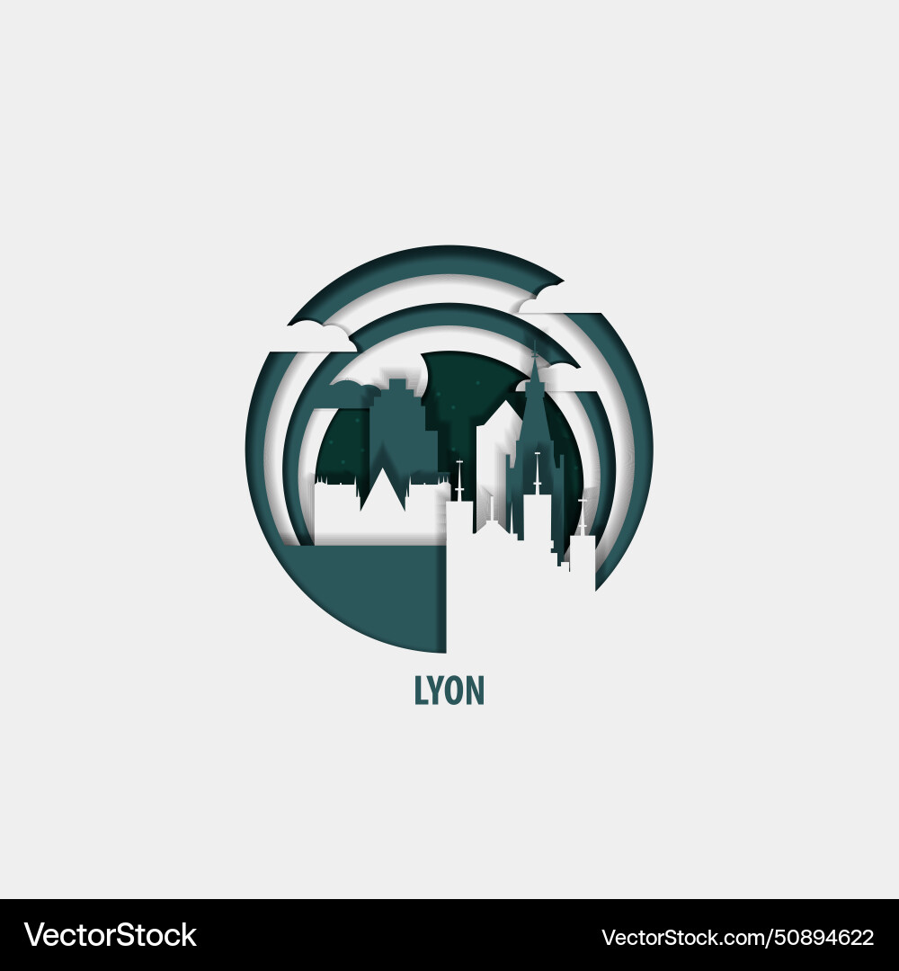 Lyon city origami paper isolated Vector Image