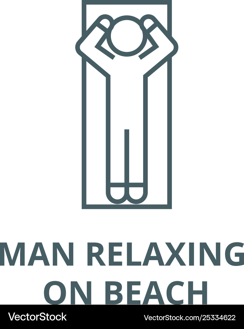 Man relaxing on beach line icon linear Man relaxing on beach line icon linear Vector Image