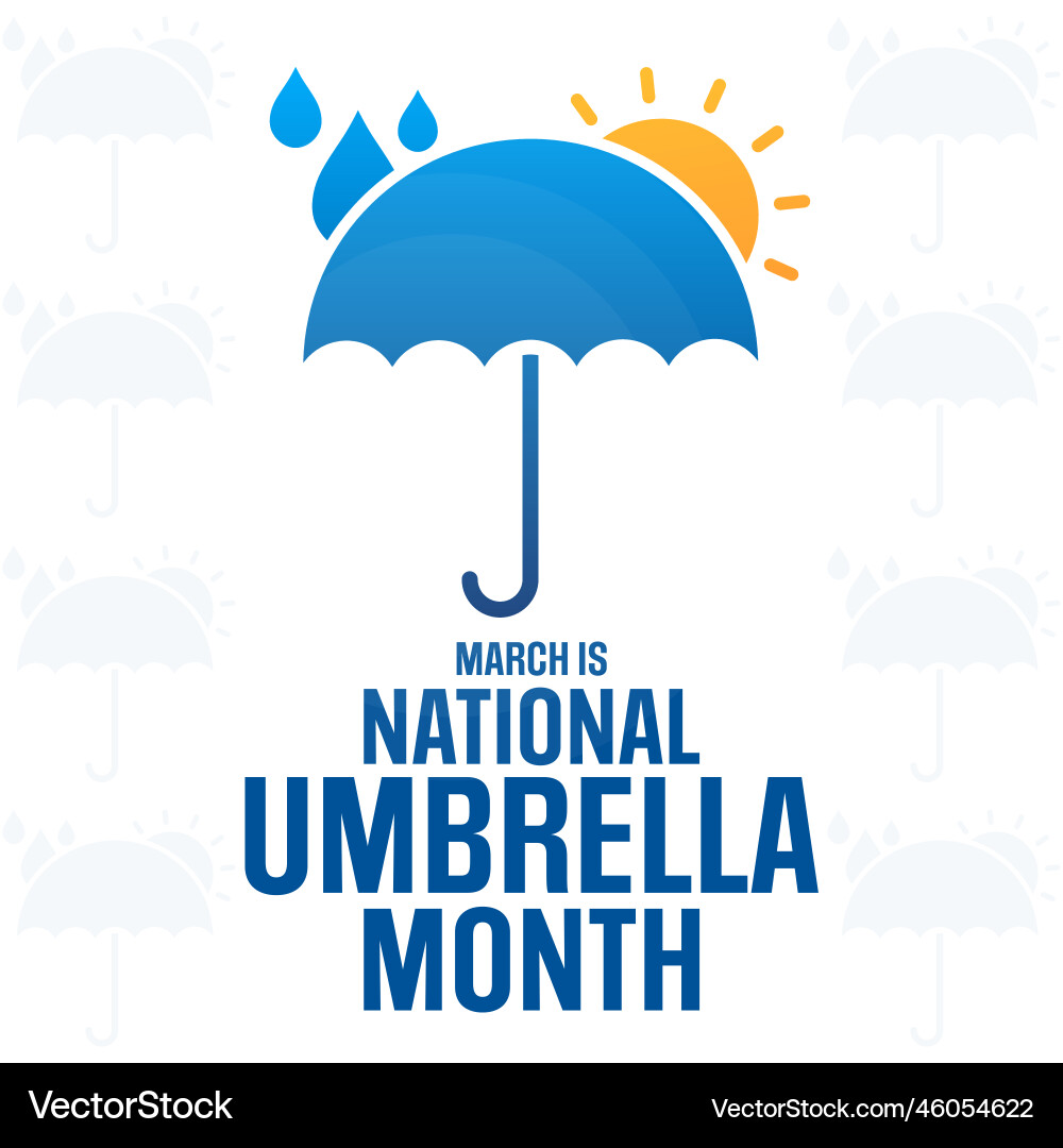 März ist nationaler Regenschirm Monat März ist nationaler Regenschirm Monat Vektorbild