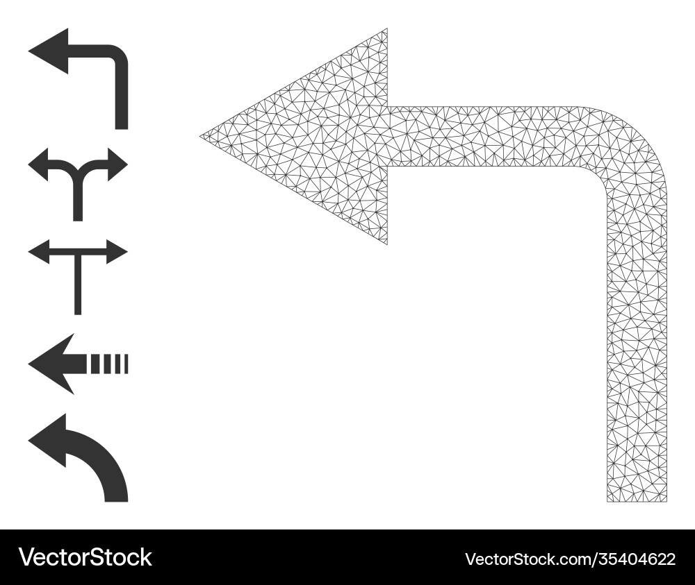 Polygonal network turn left icon with simple Polygonal network turn left icon with simple vector image