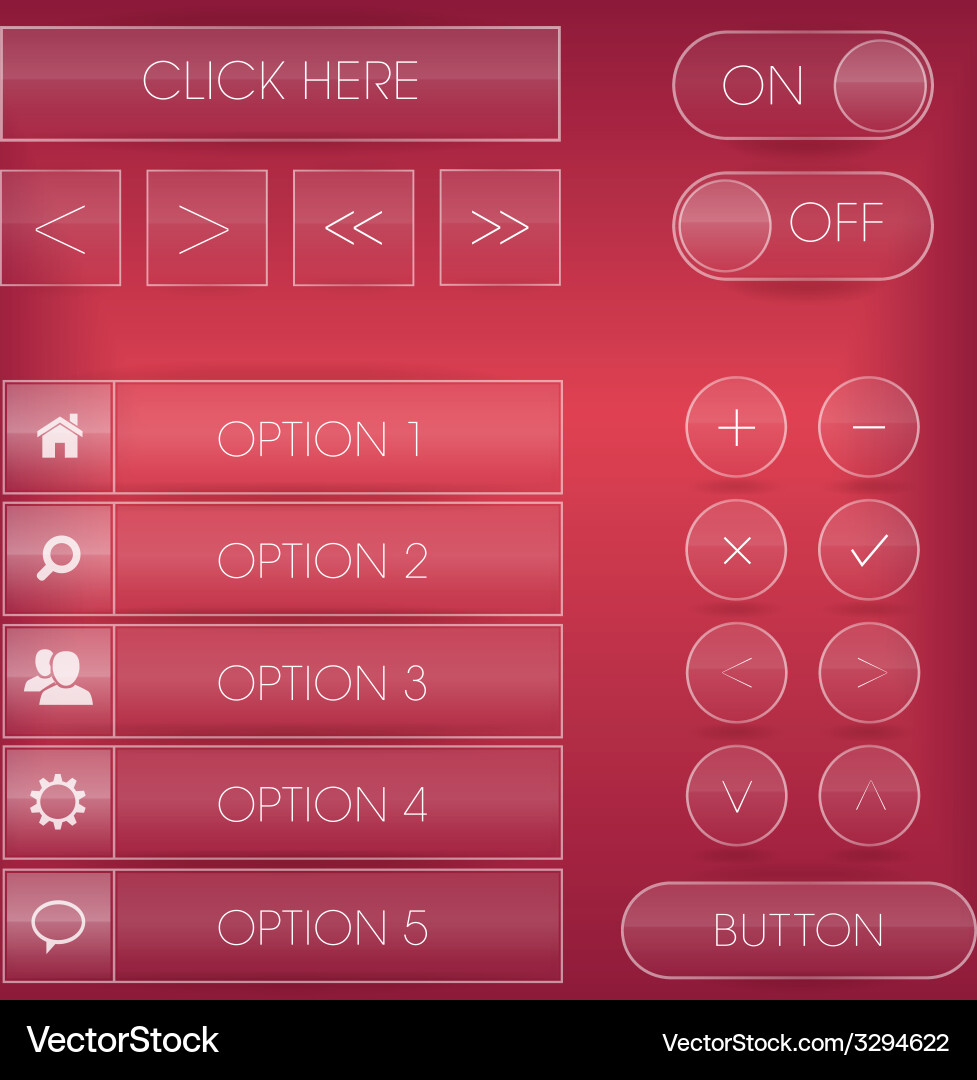 Red Interface Web-Tasten und Icons Set Vektorbild