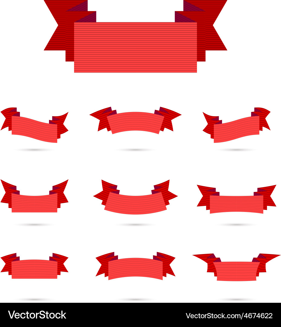 Ribbon simple style retro art set Vector Image