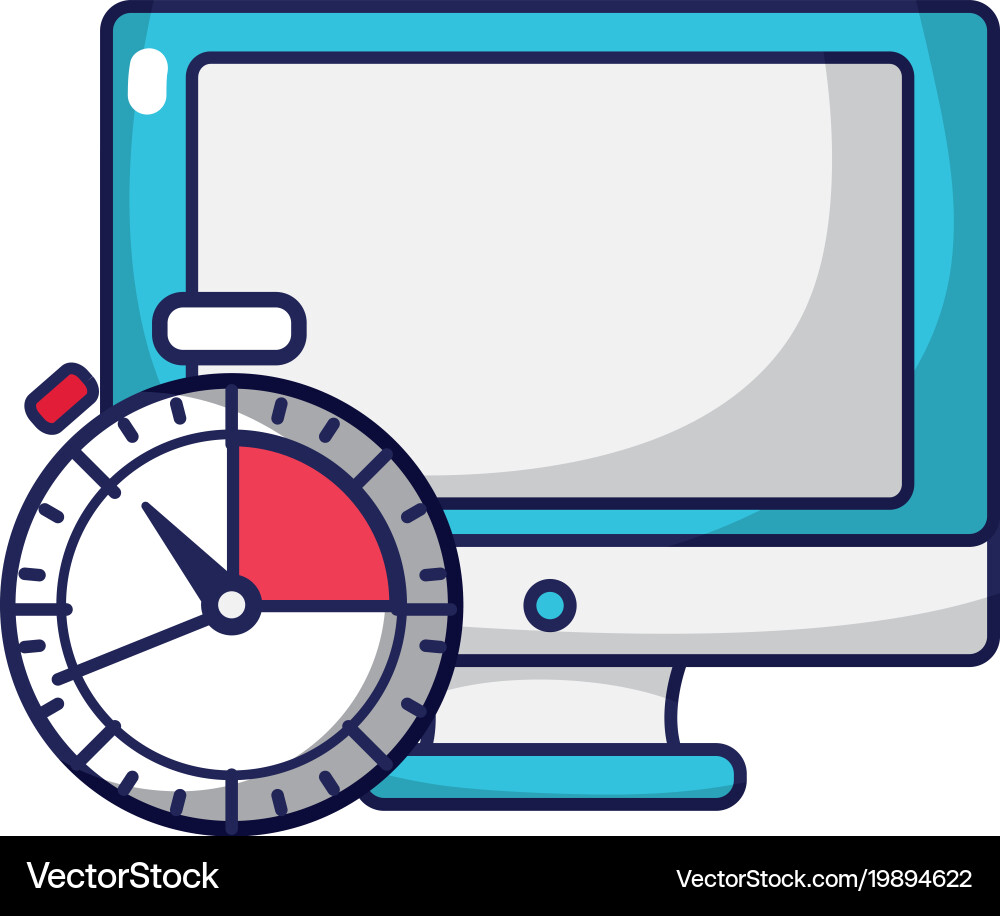 Screen computer technology and chronometer vector image