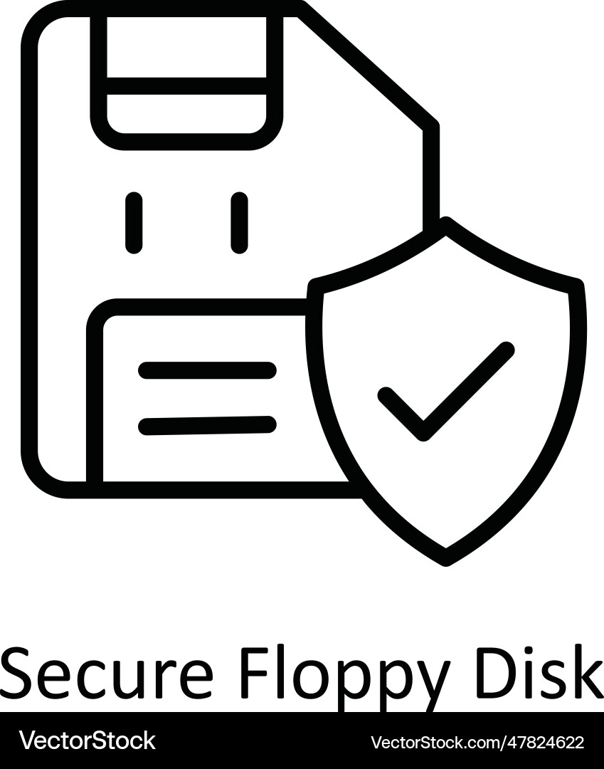 Secure floppy disk outline icon design ill vector image
