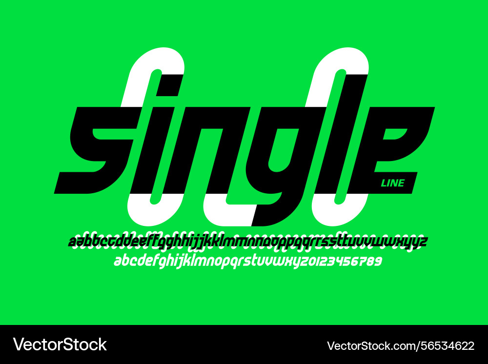 Single line font alphabet letters and numbers Single line font alphabet letters and numbers vector image