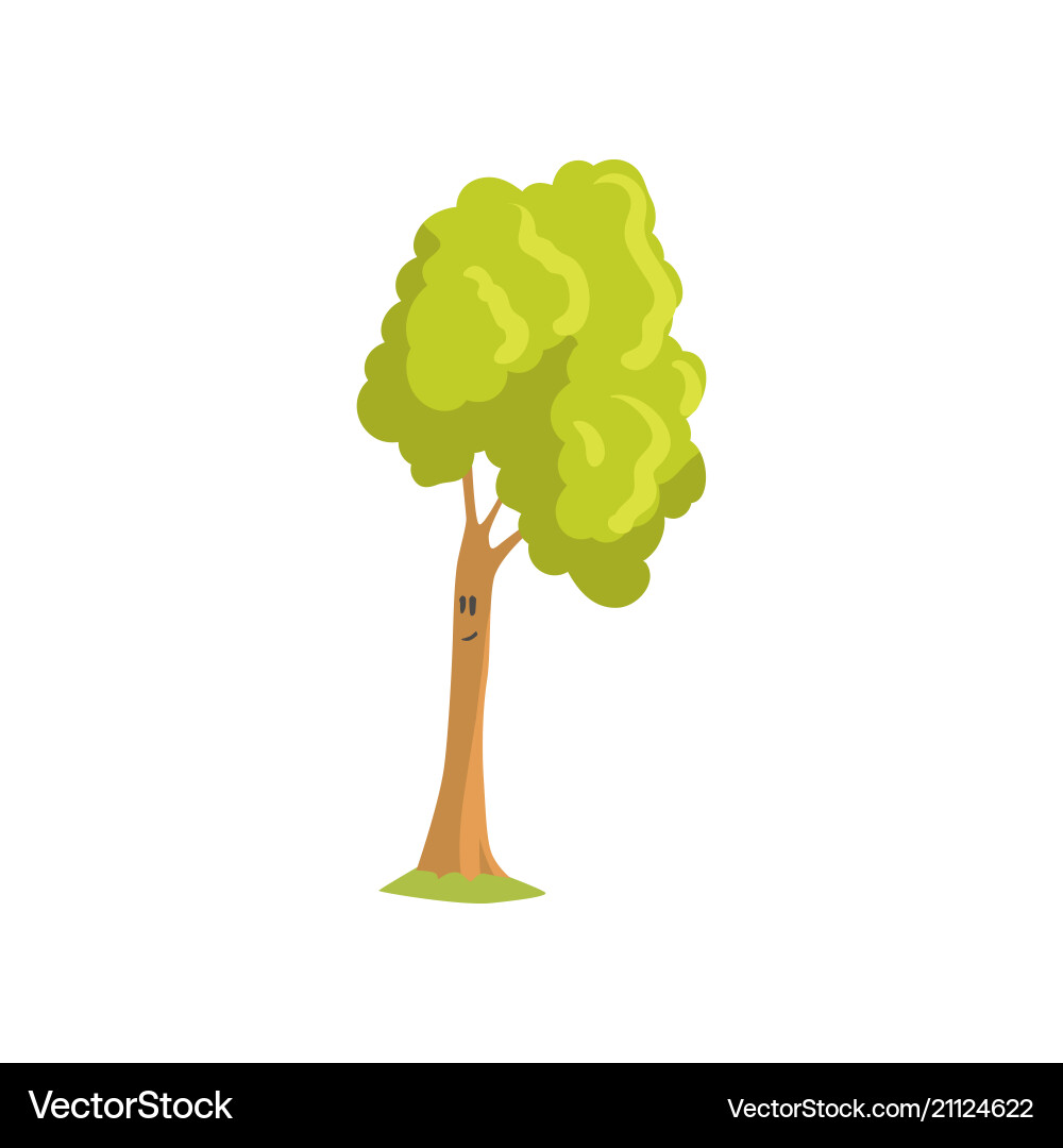 Tall tree with smiling face expression humanized Tall tree with smiling face expression humanized vector image
