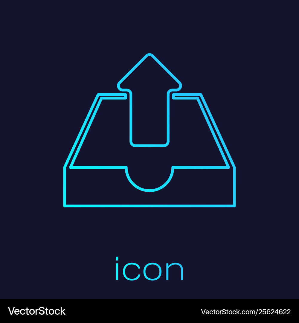 Turquoise upload inbox line icon isolated on blue Turquoise upload inbox line icon isolated on blue vector image