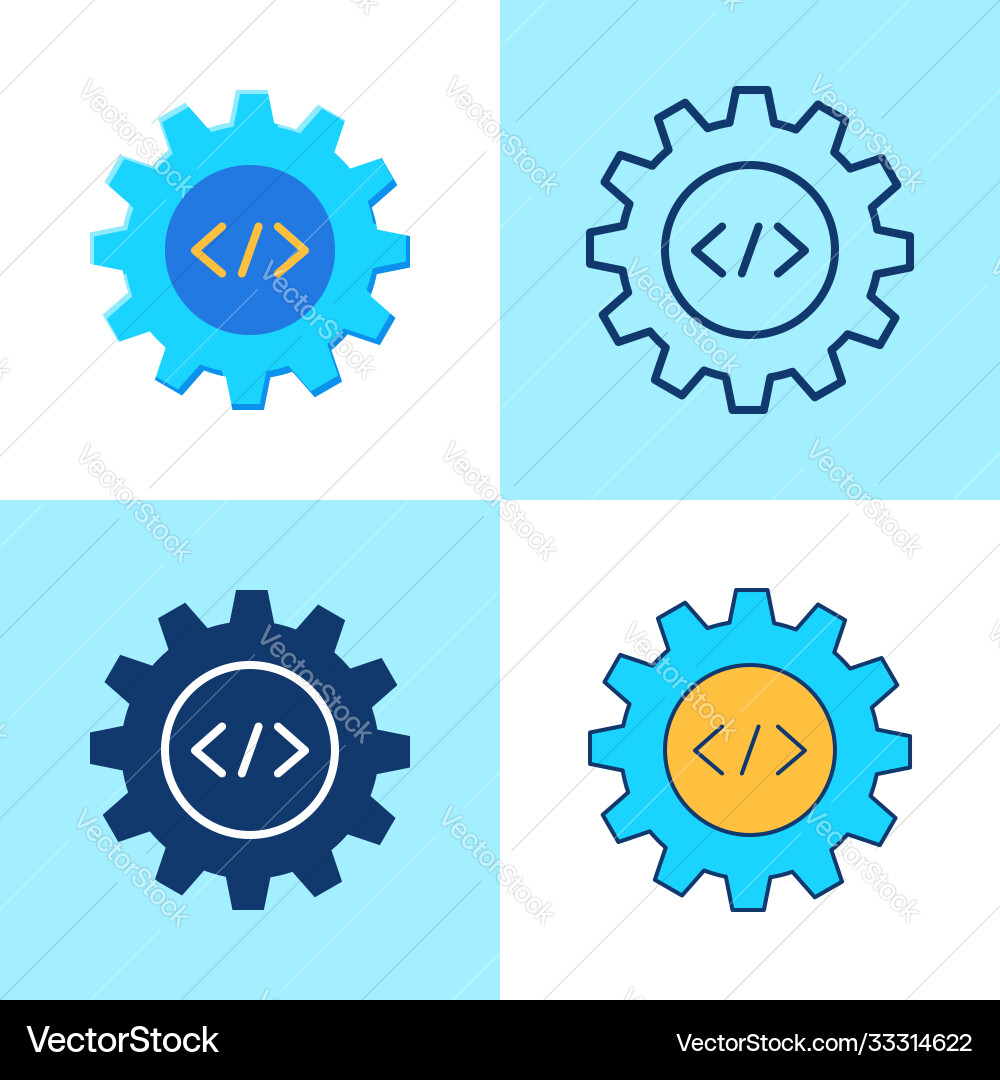 Web development icon set in flat and line style Web development icon set in flat and line style vector image