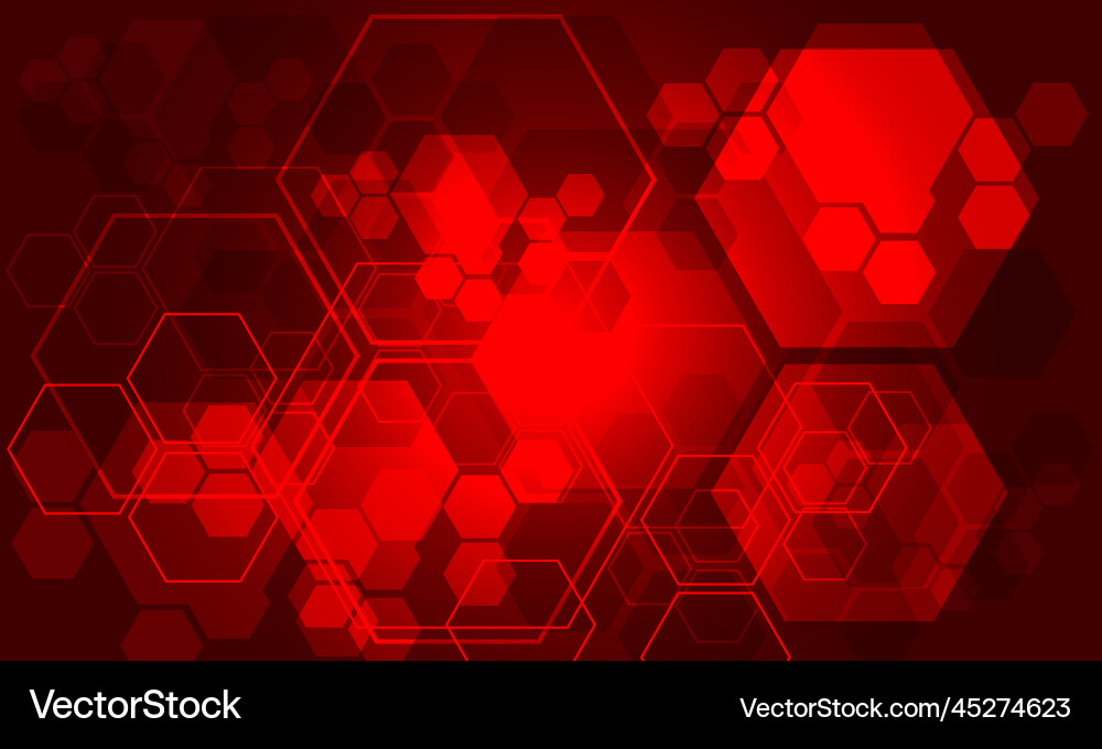 Abstract technology red hexagon geometric overlap Abstract technology red hexagon geometric overlap vector image