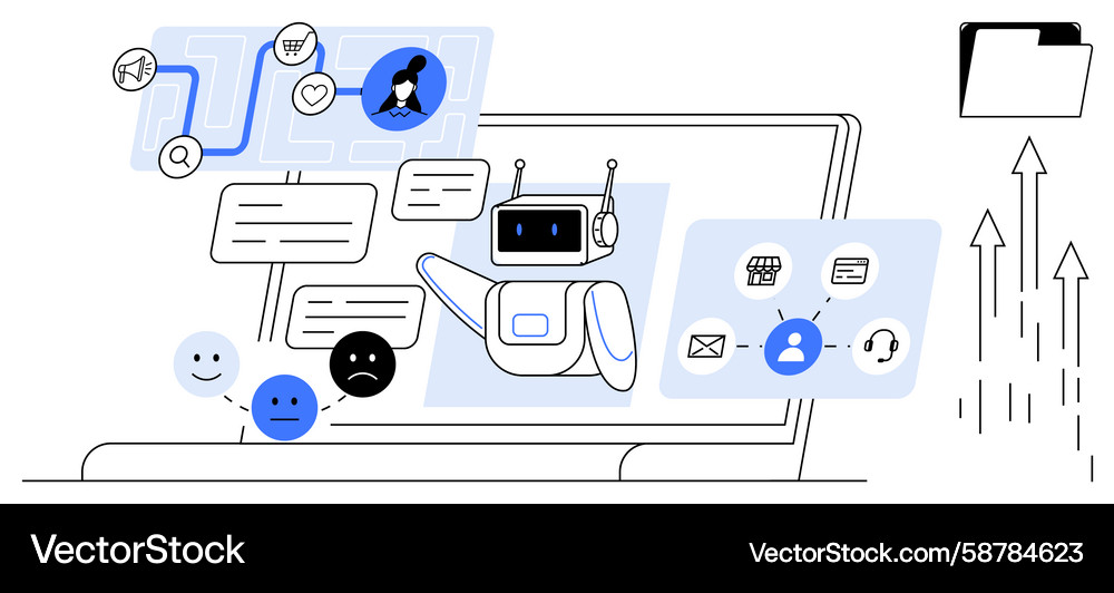 Ai chatbot assisting users through messages Ai chatbot assisting users through messages Vector Image