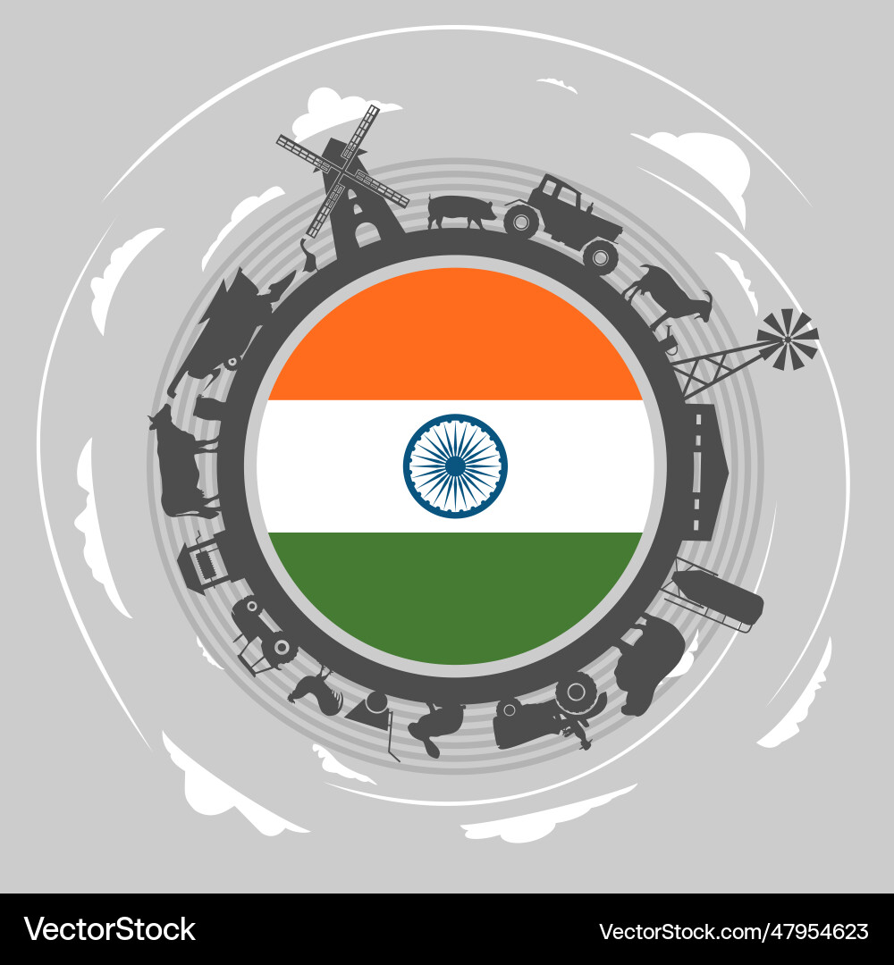 Circle with agricultural icons objects located Circle with agricultural icons objects located vector image