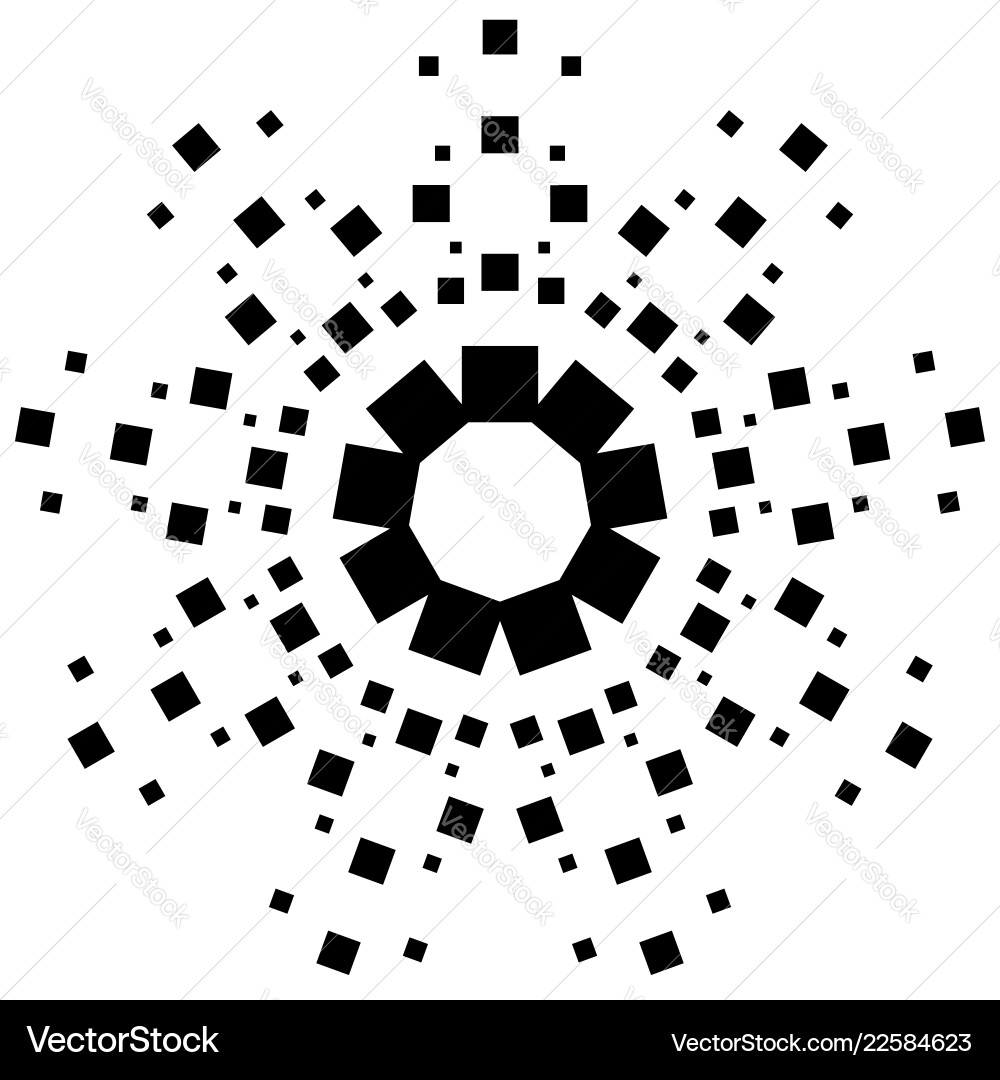 Circular element made of squares rotating vector image
