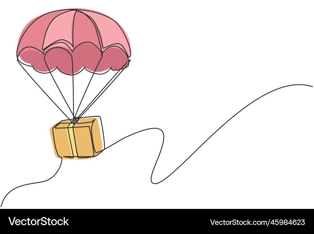 Continuous Line Box Delivery Vector Image