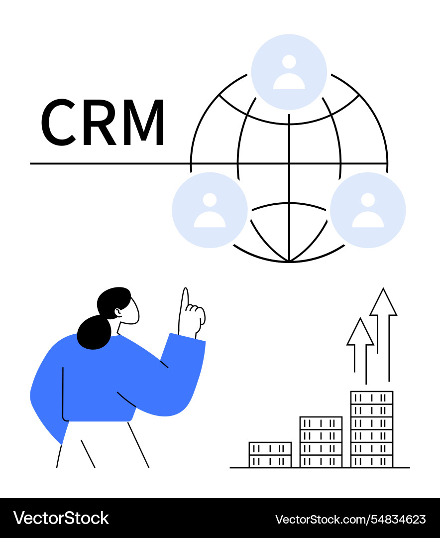 Crm system with global connectivity and business Crm system with global connectivity and business vector image