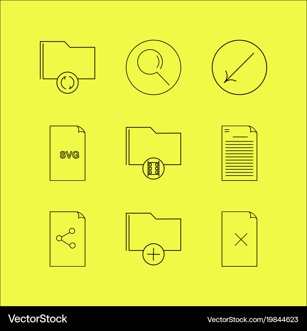 Files and folders linear icon set simple outline Vector Image