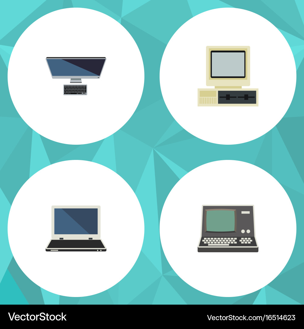 Flat icon computer set of technology vector image
