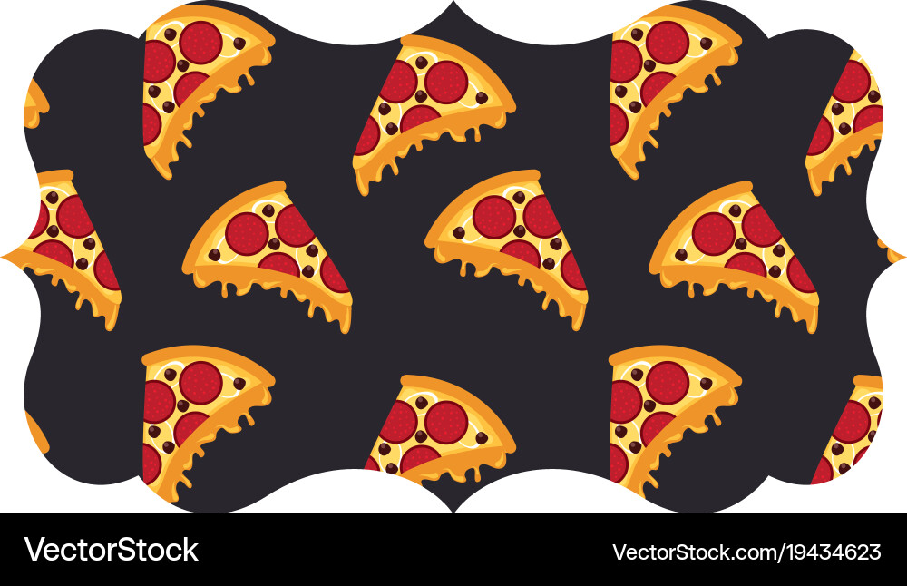 Frame with pizza pattern background Vector Image