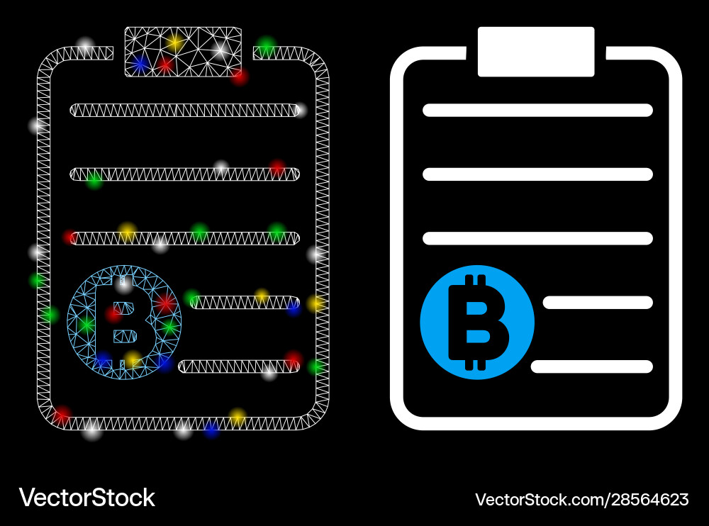 Glowing mesh network bitcoin price list icon Glowing mesh network bitcoin price list icon Vector Image