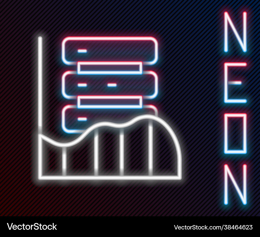 Glowing neon line server data web hosting icon Vector Image