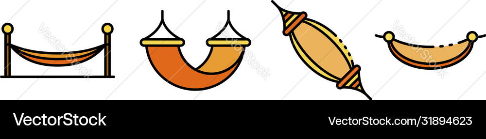 Hammock icons set line color Hammock icons set line color vector image