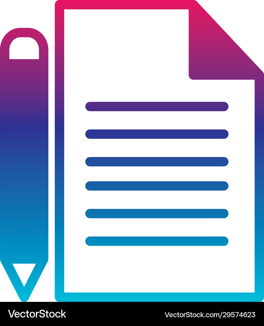 Isolated data document and pencil gradient line vector image