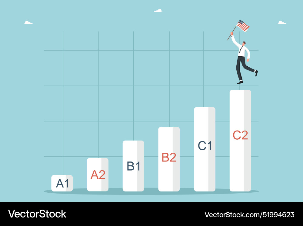 Man with american flag on top of graph Man with american flag on top of graph vector image
