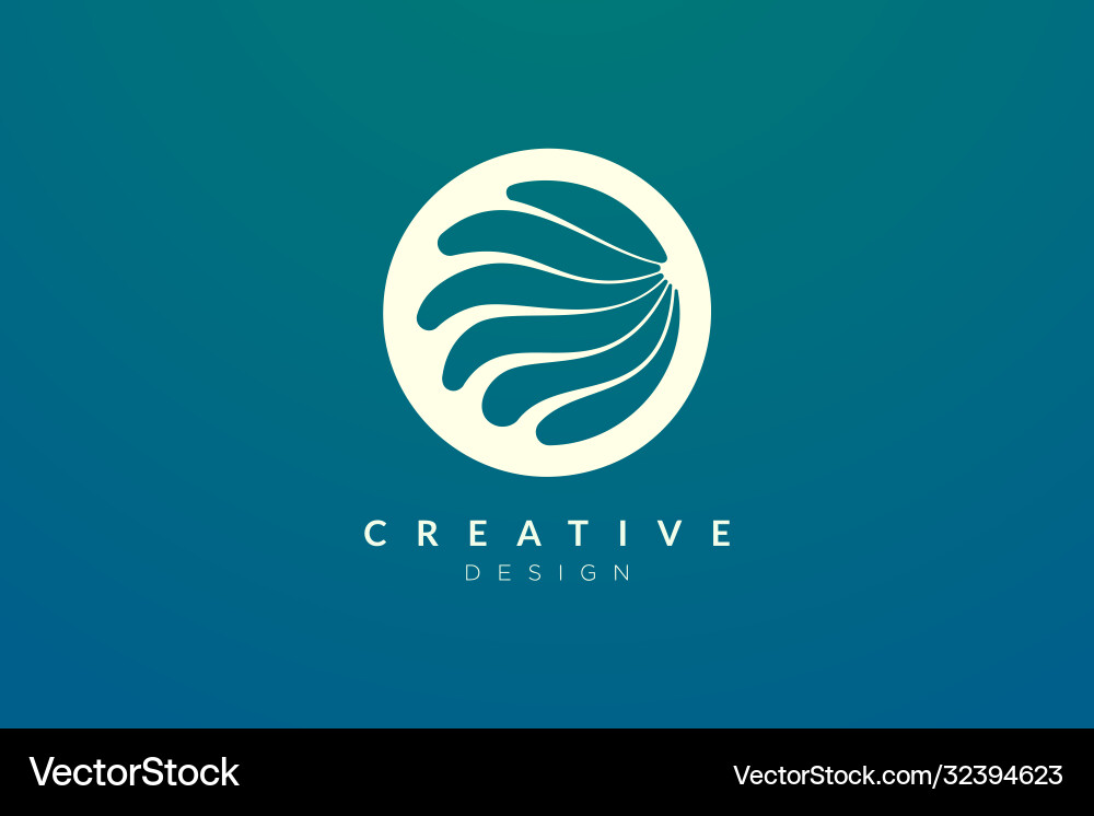 Ocean waves in a circle minimalistic and simple Vector Image