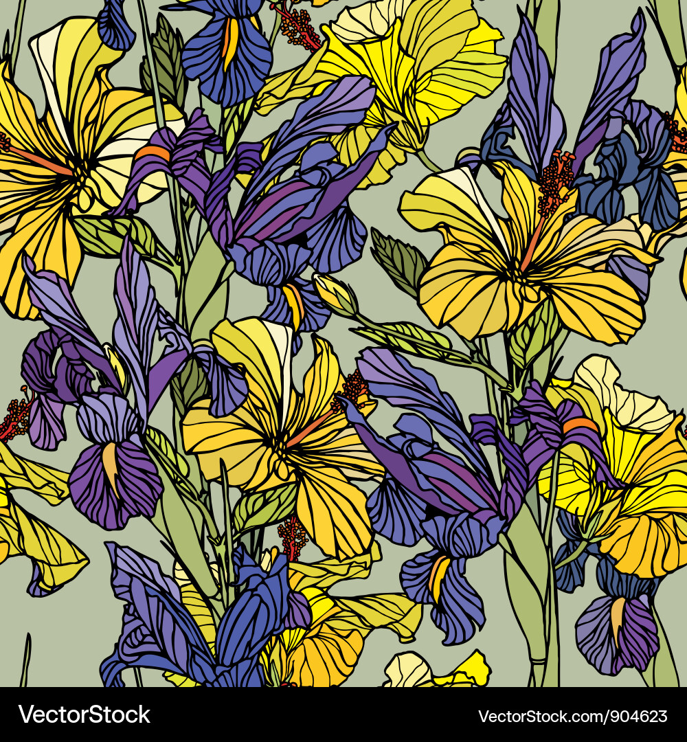 Seamless pattern with flowers Royalty Free Vector Image