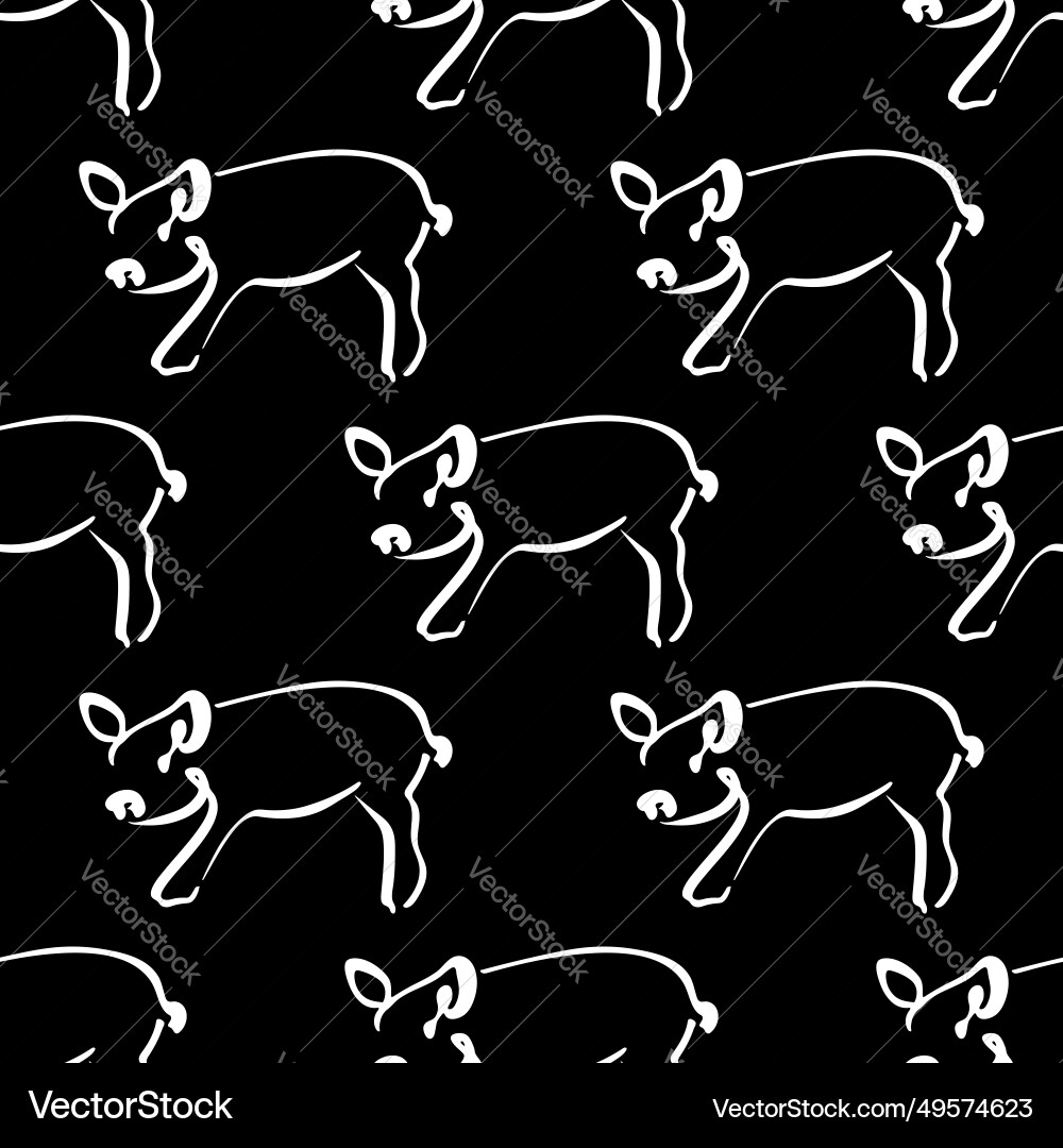 Seamless pattern with pigs in line vector image
