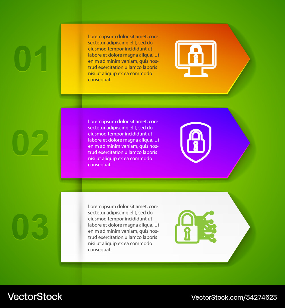 Set line lock on monitor shield security Set line lock on monitor shield security vector image