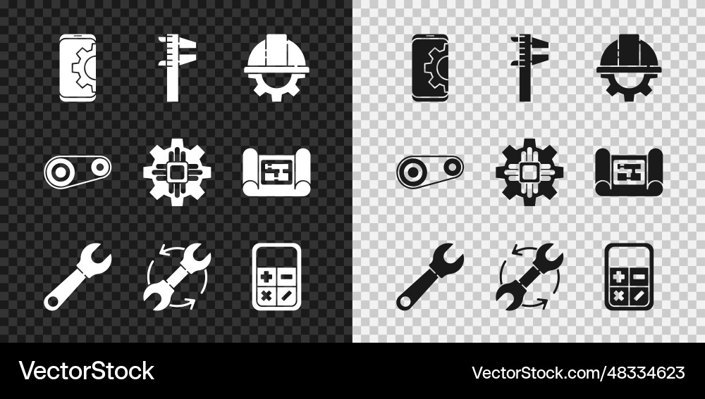 Set setting on smartphone calliper or caliper Set setting on smartphone calliper or caliper vector image