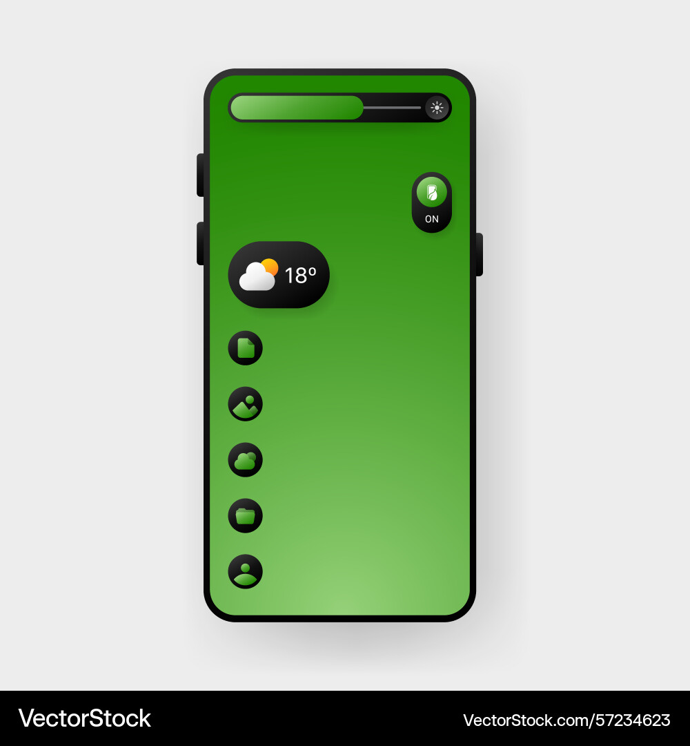 Smartphone interface with green gradient ui vector image