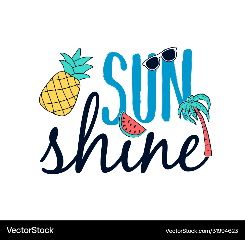 Summer icons print design with slogan Vector Image