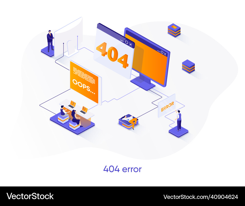 404 Error Isometric Web Page vector image