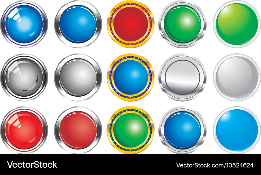 A set of buttons icons grey gloss Vector Image
