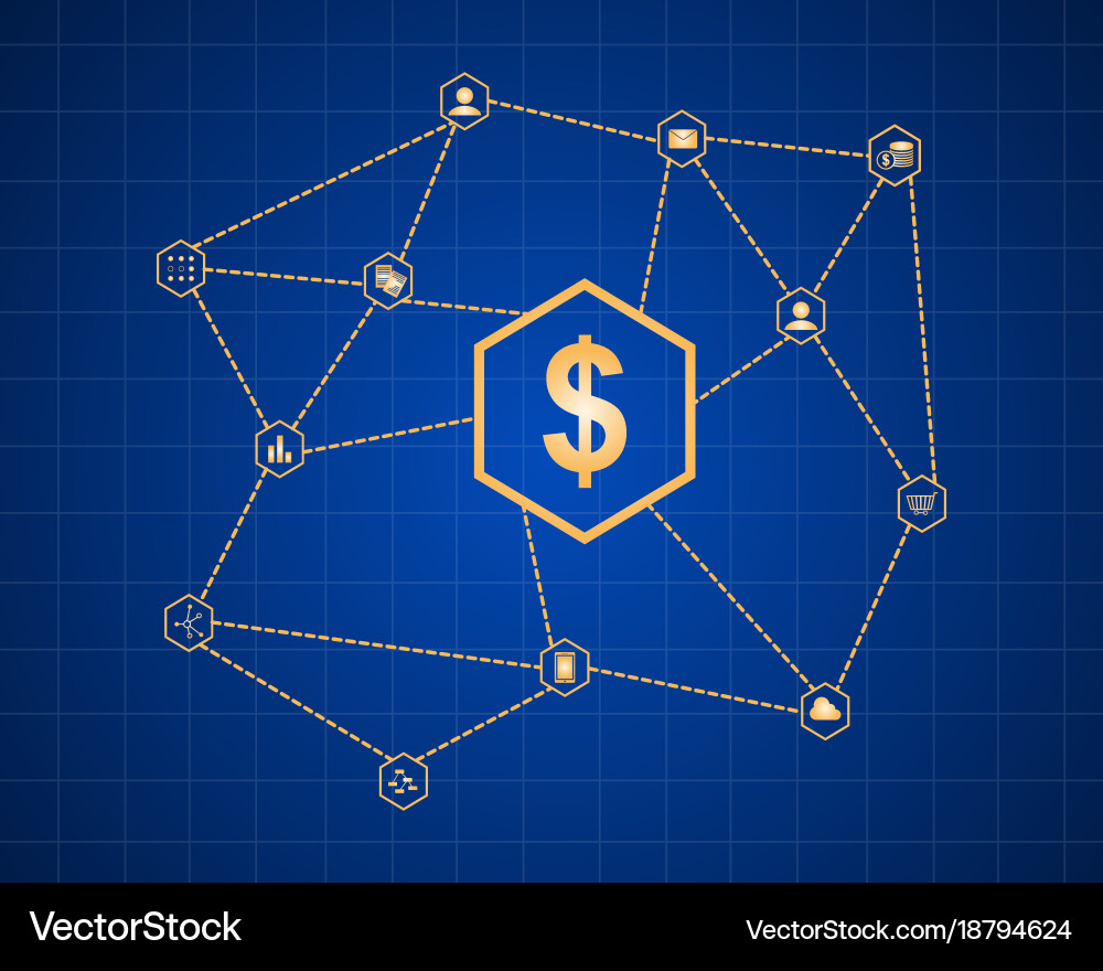 Collection style block chain background vector image