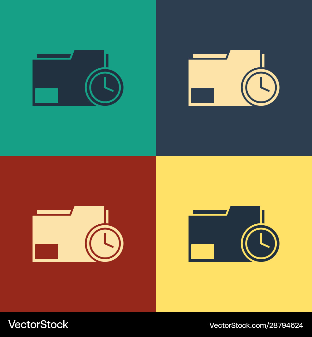 Color document folder with clock icon isolated Color document folder with clock icon isolated vector image