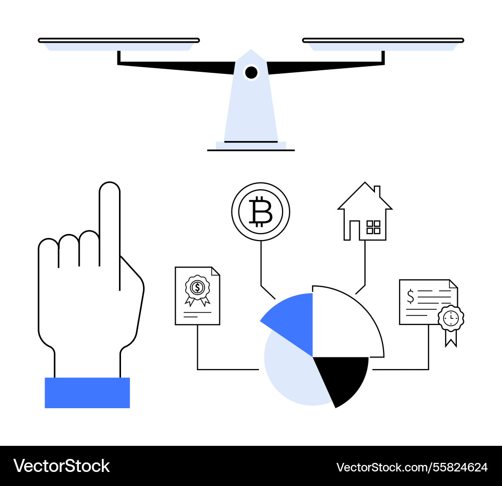 Decision-making with scale balancing assets thumbs Vector Image