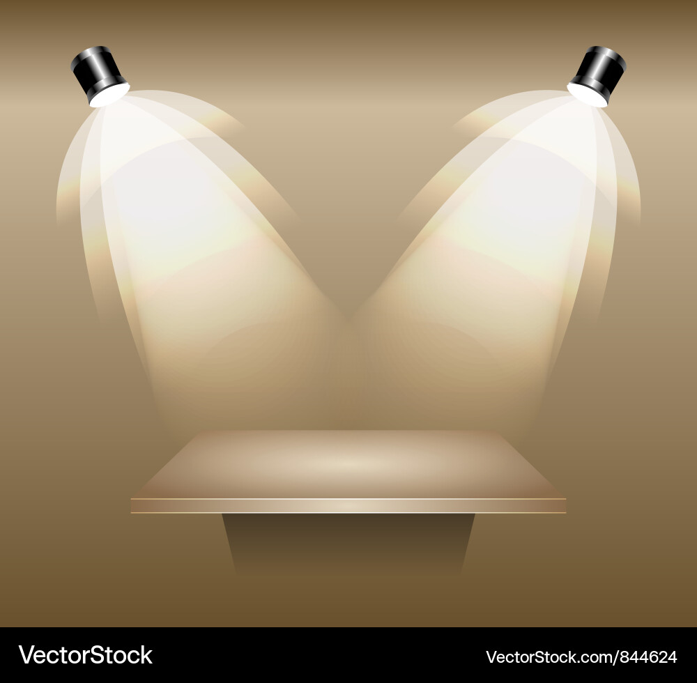 Empty shelf lighted by studio light Vector Image