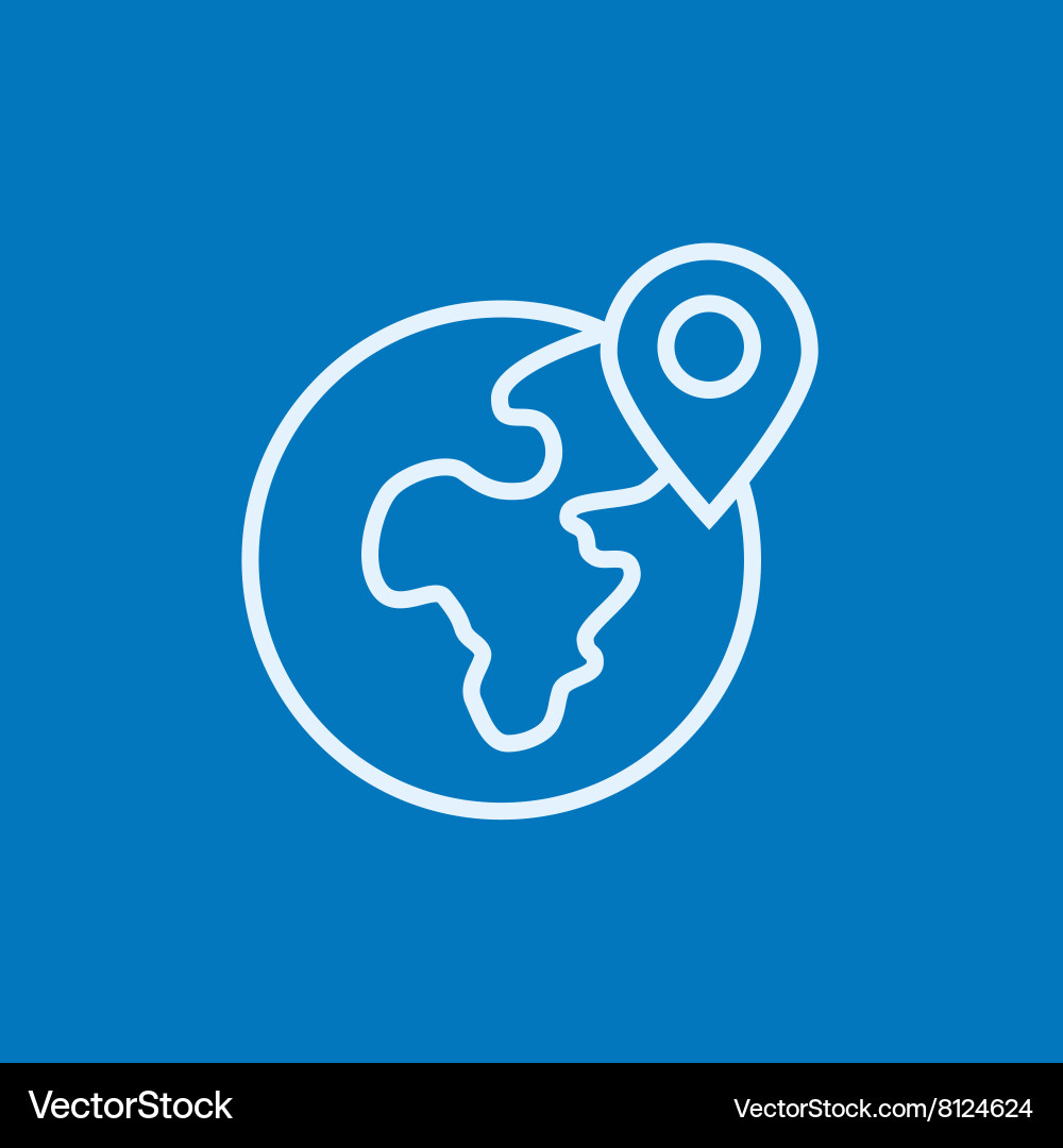 Globe with pointer line icon vector image