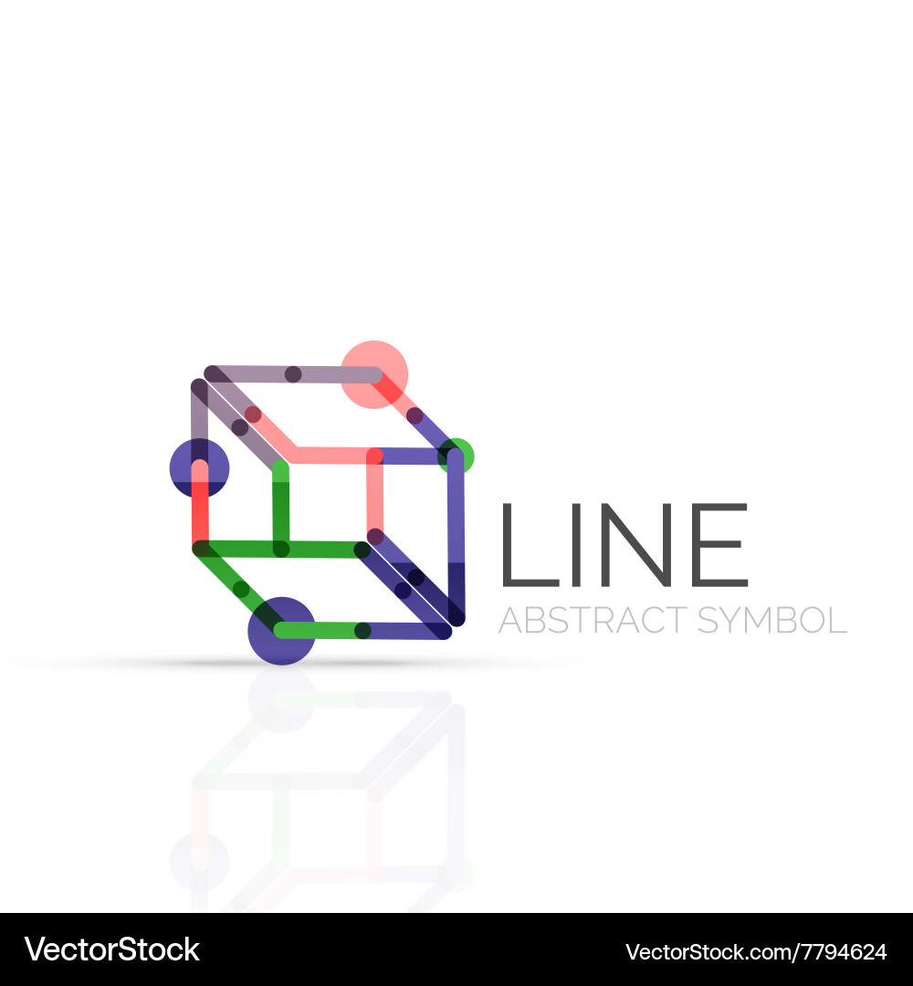 Linear abstract logo connected multicolored Vector Image