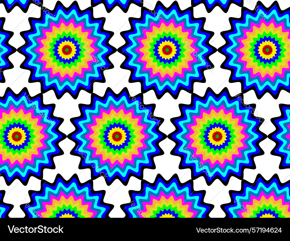 Multicolor circle zigzag star pattern design Multicolor circle zigzag star pattern design vector image