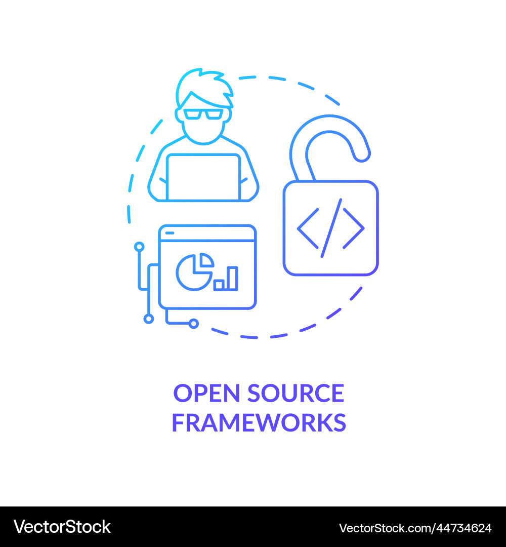 Open source frameworks blue gradient concept icon Open source frameworks blue gradient concept icon vector image