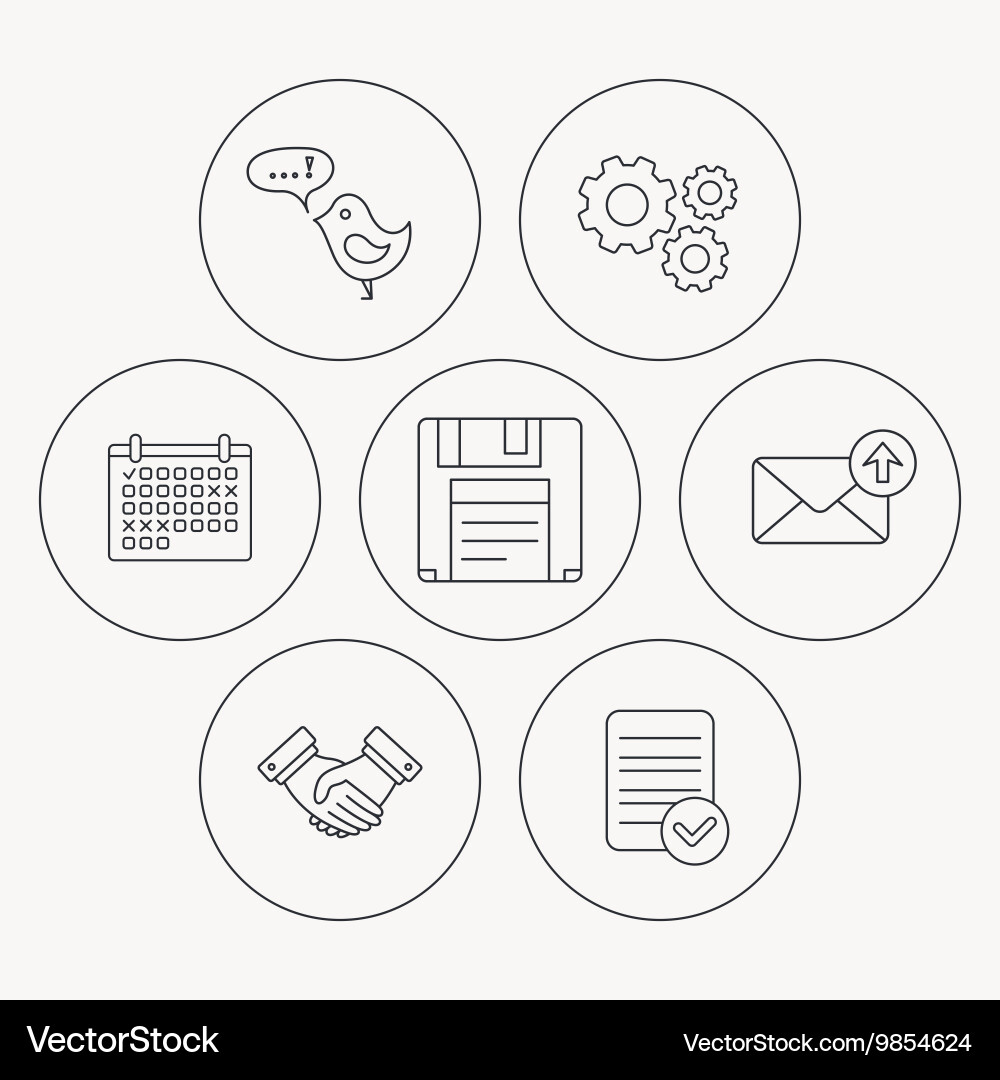 Outbox mail message and handshake icons vector image