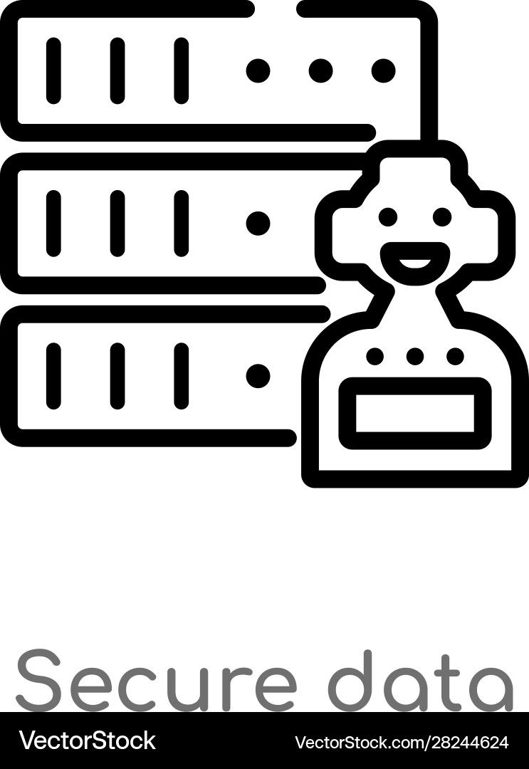 Outline secure data icon isolated black simple Outline secure data icon isolated black simple vector image