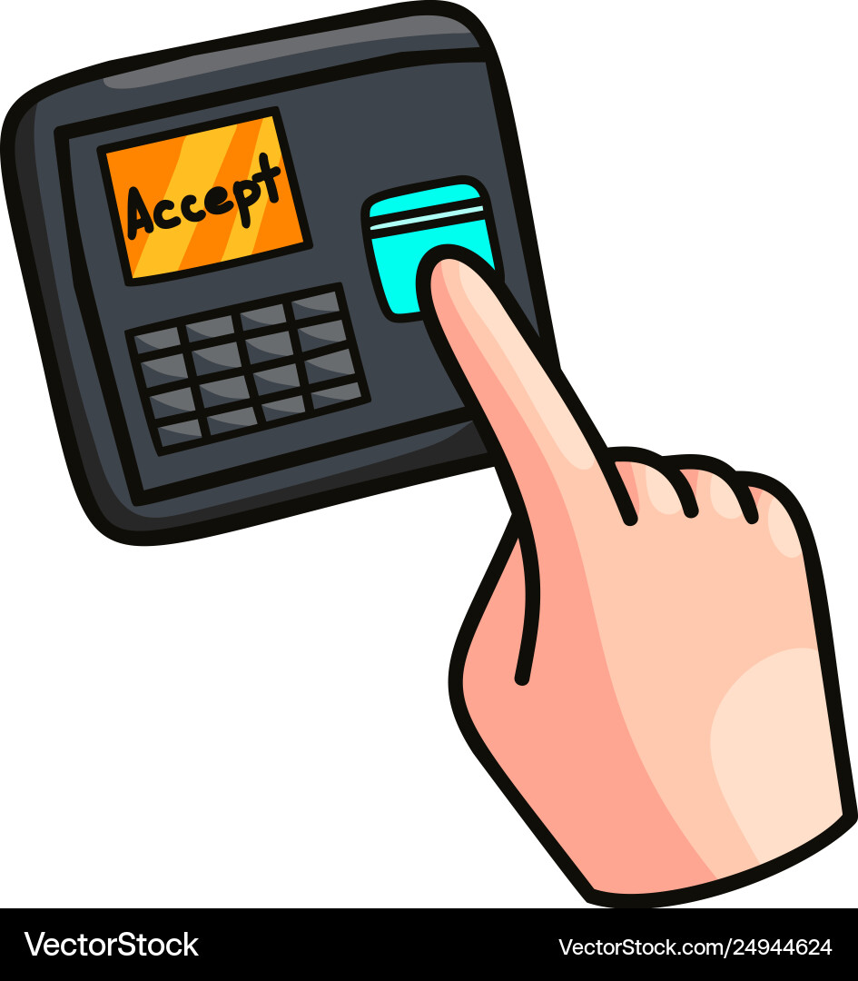 Password and fingerprint security device at office Password and fingerprint security device at office vector image