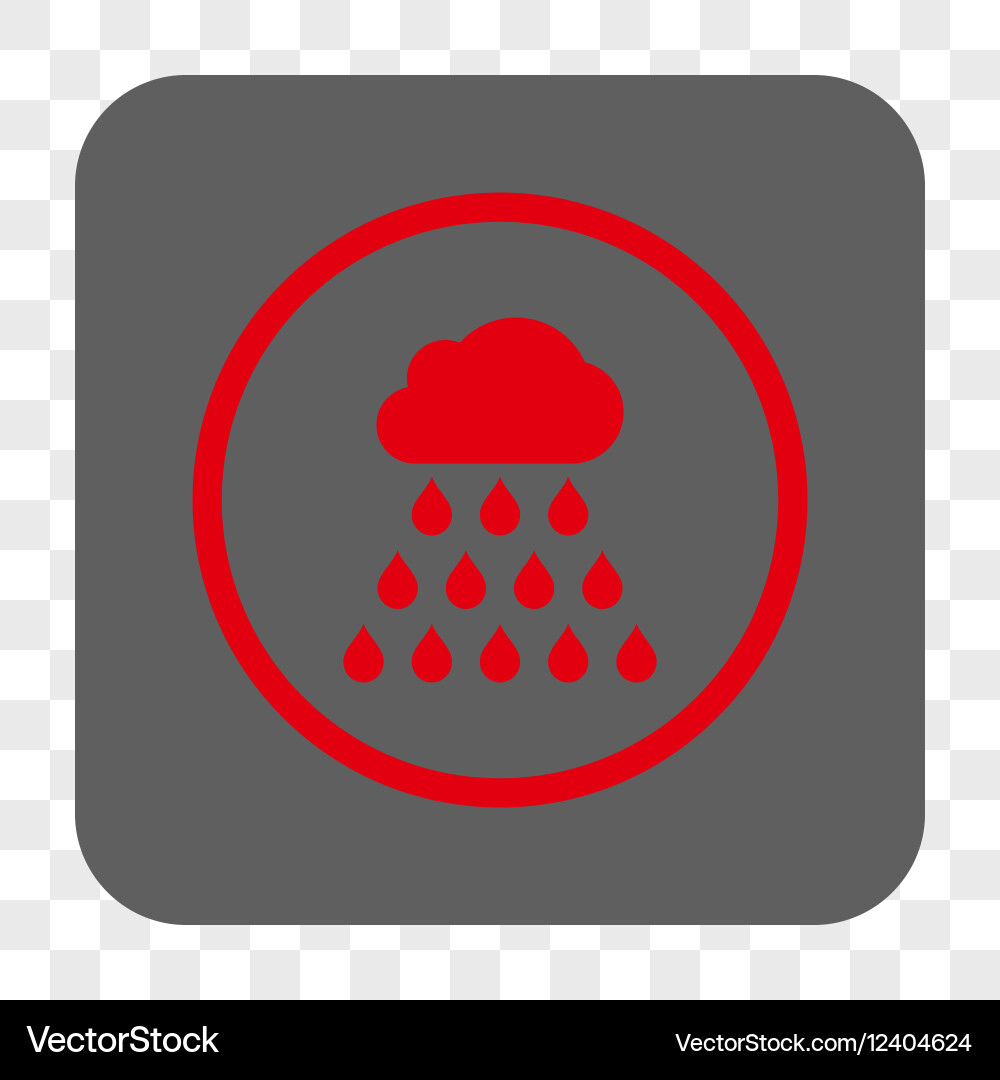 Rain cloud rounded square button vector image